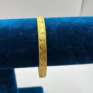 Vintage Monet Gold Tone Bangle Bracelet w/etching.